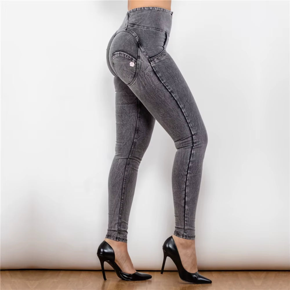 Melody Grey High Waist Zipper Fly Jeans Jeggings.