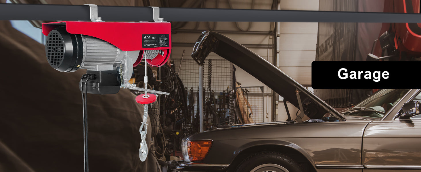 SucceBuy 880/1760/2640lbs Wired Electric Hoist with 40ft Lifting Height & Pure Copper Motor Electric Steel Wire Winch for Garage.