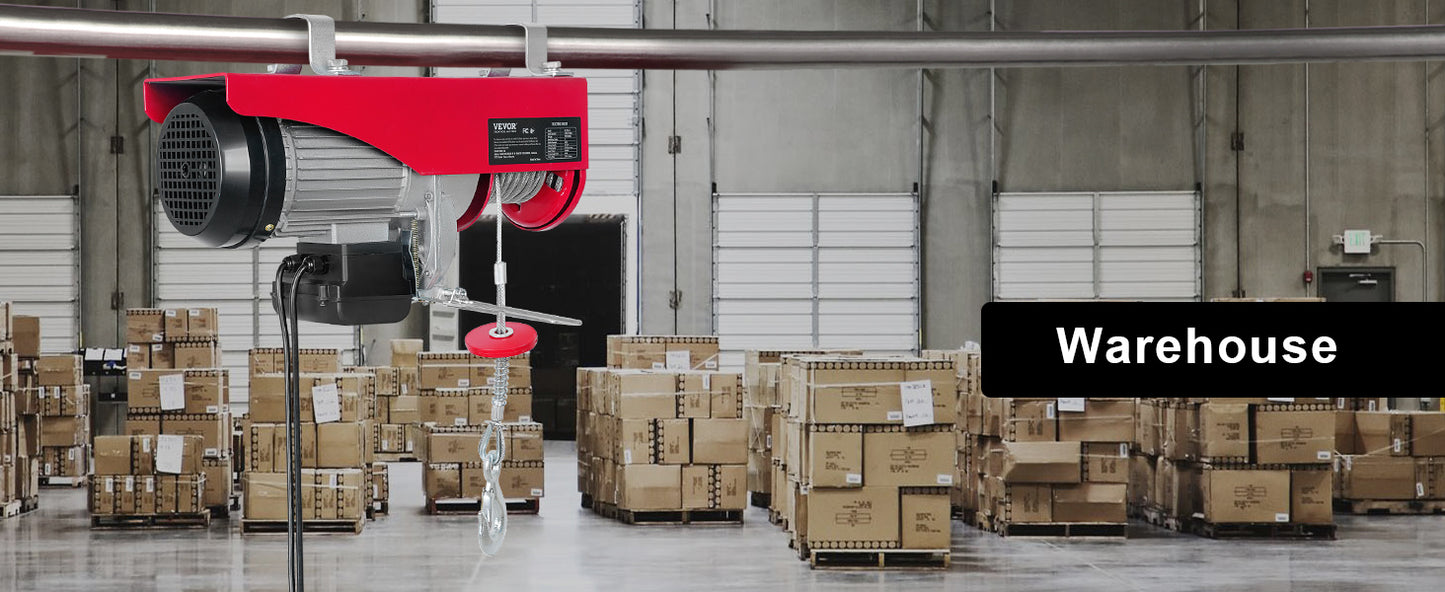 SucceBuy 880/1760/2640lbs Wired Electric Hoist with 40ft Lifting Height & Pure Copper Motor Electric Steel Wire Winch for Garage.