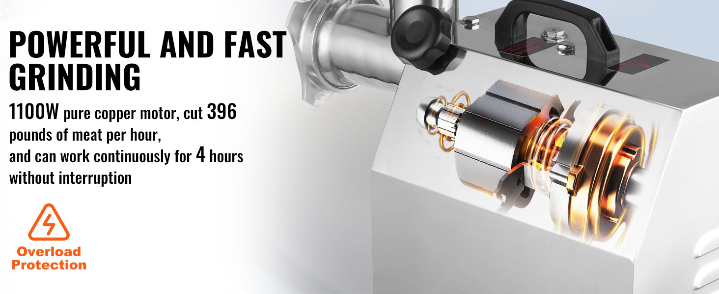 SucceBuy Electric Meat Grinder Food Processors Sausage Maker Filler Mincer Stuffer Stainless Steel with 2 Blades for Kitchen.