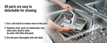 SucceBuy Electric Meat Grinder Food Processors Sausage Maker Filler Mincer Stuffer Stainless Steel with 2 Blades for Kitchen.