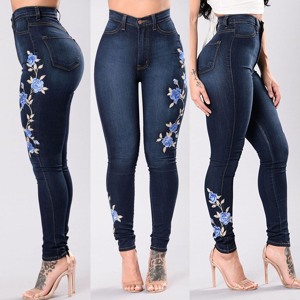 European and American Embroidered Jeans.