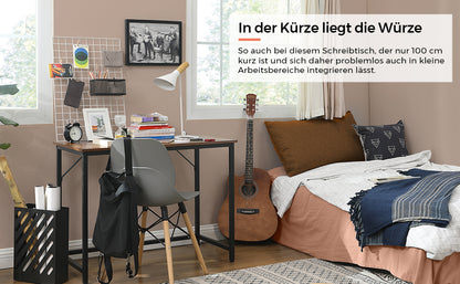 VASAGLE Schreibtisch,  Computertisch, Bürotisch, für Arbeitszimmer, Schlafzimmer, 50 x 100 x 75 cm, Industrie-Design