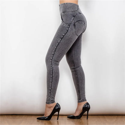 Melody Grey High Waist Zipper Fly Jeans Jeggings.