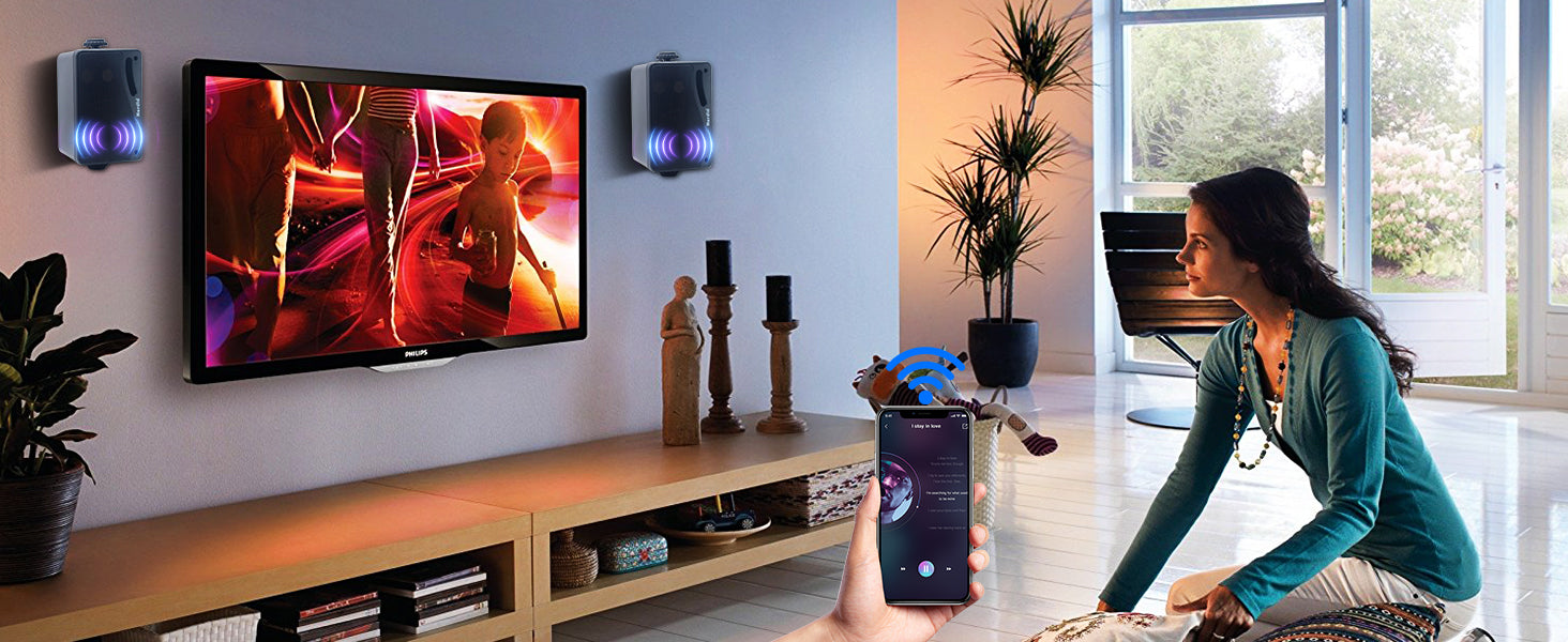 Herdio 3.5" Outdoor Bluetooth Speakers Waterproof 200W 3 Way Upgrade Premium Wall Mount Speakers Durable Mountable Loud Sound.