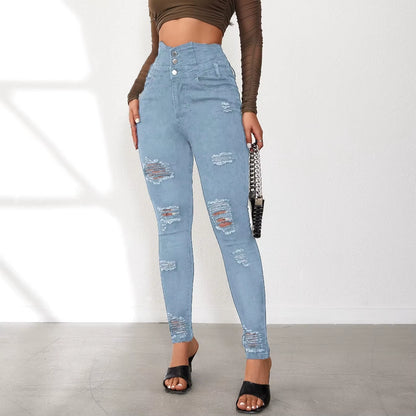Pencil Pants Jeans Women Pencil Pants Bodycon High Waist Casual Long Pant Sheath Denim Trousers Tie Y2K Trouser Spring 2024.