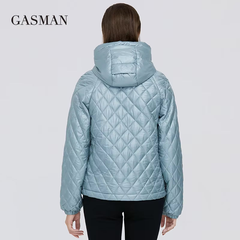 2022 New Spring Cotton Solid Short Puffer Jacket for Women Zipper down Parka Women Autumn Clothes Hooded down Jacket Coat.