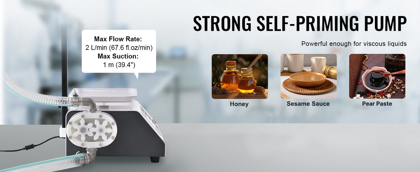 SucceBuy Automatic Liquid Filling Machine Bottle Water Filler Gear Pump Digital Control for Perfume Beverage Olive Oil 50-5000g.