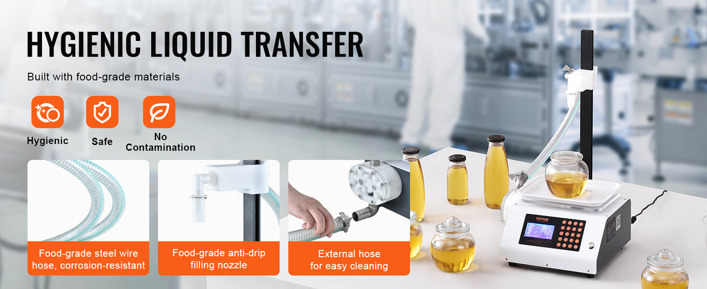 SucceBuy Automatic Liquid Filling Machine Bottle Water Filler Gear Pump Digital Control for Perfume Beverage Olive Oil 50-5000g.