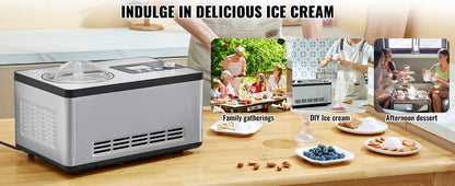 SucceBuy Automatic Ice Cream Maker with Built-in Compressor 2 Quart No Pre-freezing Fruit Yogurt Machine Electric Sorbet Maker.