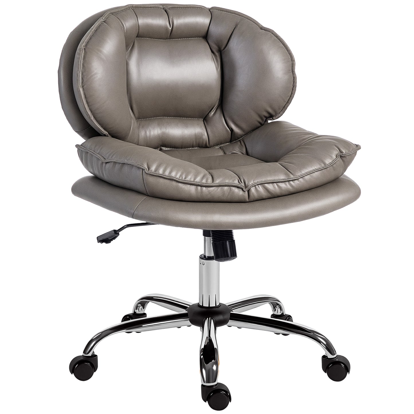 Kreuzbeiniger Bürostuhl mit breiten Sitzrädern, höhenverstellbarer Doppelfolsterter, neigbarer Funktion