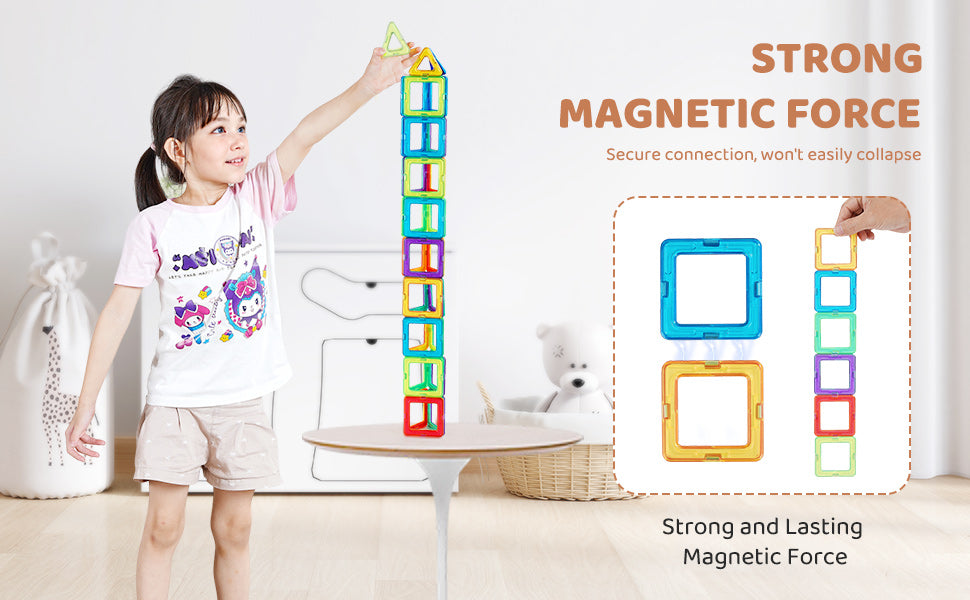 SucceBuy 62PCS Magnetic Tiles DIY Construction Magnetic Building Blocks Montessori Educational Toys for Children Stacking Toys.