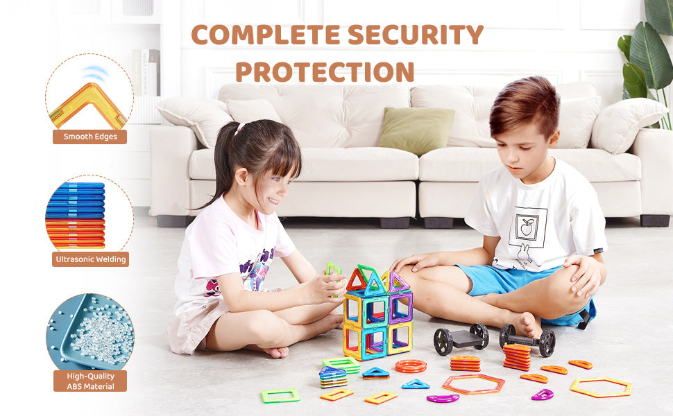 SucceBuy 62PCS Magnetic Tiles DIY Construction Magnetic Building Blocks Montessori Educational Toys for Children Stacking Toys.