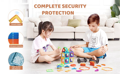 SucceBuy 62PCS Magnetic Tiles DIY Construction Magnetic Building Blocks Montessori Educational Toys for Children Stacking Toys.