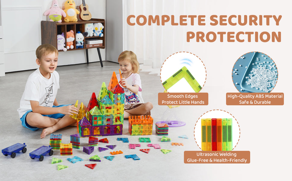 SucceBuy 180PCS Magnetic Building Blocks Construction Children Magnet Tiles Montessori Educational Toys for Kids Birthday Gifts.
