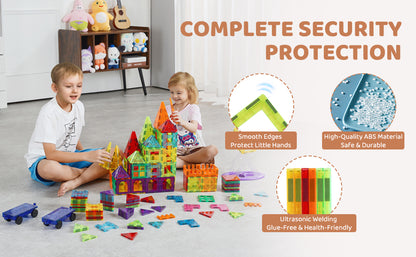 SucceBuy 180PCS Magnetic Building Blocks Construction Children Magnet Tiles Montessori Educational Toys for Kids Birthday Gifts.