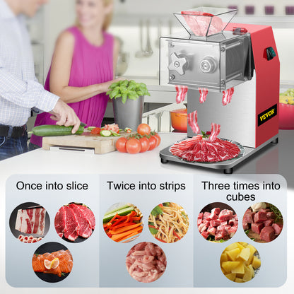 SucceBuy 250kg/H Commercial Electric Meat Slicer Grinder Vegetable Cutter Shred Machine 850W Home Automatic Food Chopper Chipper.