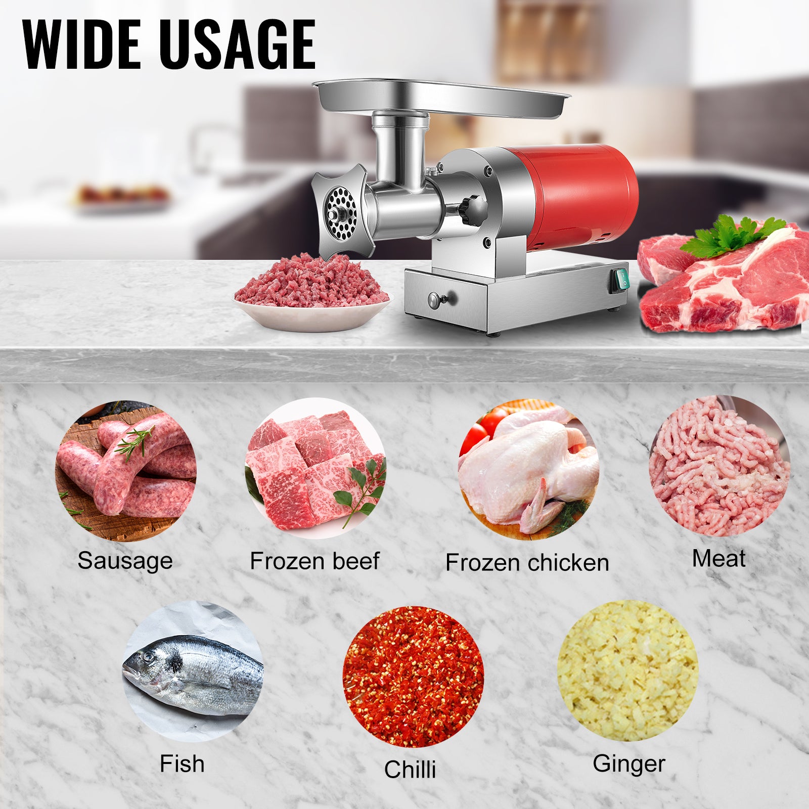 SucceBuy Electric Meat Grinder, 661 Lbs/Hour 1100 W Meat Grinder Machine 1.5 HP Electric Meat Mincer with 2 Grinding Plates,.