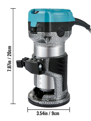 VEVOR Elektrik Hand Holz Oberfräse 800 W, Einhand Oberfräse 30000 U/min, Holz Kantenfräse, 3 Spannzangen, Soft-Start, Aluminiumlegierung, Drehzahlregelung, Elektrische Oberfräse Holzbearbeitung