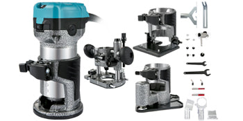 VEVOR Elektrik Hand Holz Oberfräse 800 W, Einhand Oberfräse 30000 U/min, Holz Kantenfräse, 3 Spannzangen, Soft-Start, Aluminiumlegierung, Drehzahlregelung, Elektrische Oberfräse Holzbearbeitung