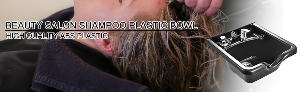 SucceBuy Shampoo-Schüssel, Waschbecken, schwarzer ABS-Kunststoff, Salon- und Spa-Haarwaschbecken, Schönheitssalon-Ausrüstung, Haarwaschbecken für das Badezimmer zu Hause