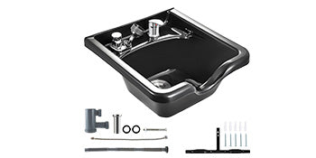 SucceBuy Shampoo-Schüssel, Waschbecken, schwarzer ABS-Kunststoff, Salon- und Spa-Haarwaschbecken, Schönheitssalon-Ausrüstung, Haarwaschbecken für das Badezimmer zu Hause