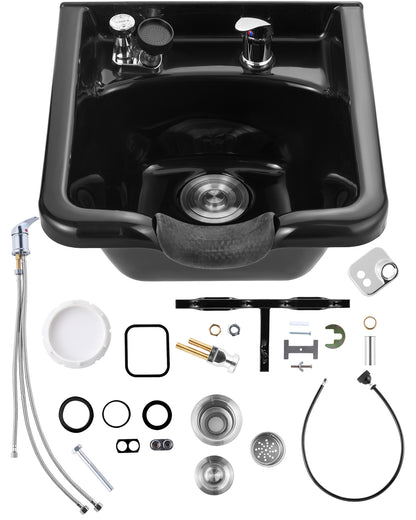 SucceBuy Shampoo-Schüssel, Waschbecken, schwarzer ABS-Kunststoff, Salon- und Spa-Haarwaschbecken, Schönheitssalon-Ausrüstung, Haarwaschbecken für das Badezimmer zu Hause