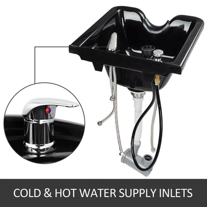 SucceBuy Shampoo-Schüssel, Waschbecken, schwarzer ABS-Kunststoff, Salon- und Spa-Haarwaschbecken, Schönheitssalon-Ausrüstung, Haarwaschbecken für das Badezimmer zu Hause