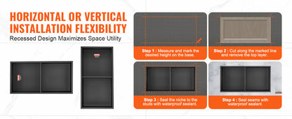 SucceBuy No Tile Duschnische aus Edelstahl 304, mit Wand eingesetzte Nische, Doppelregale für die Dusche, Seifenaufbewahrung, Badezimmer
