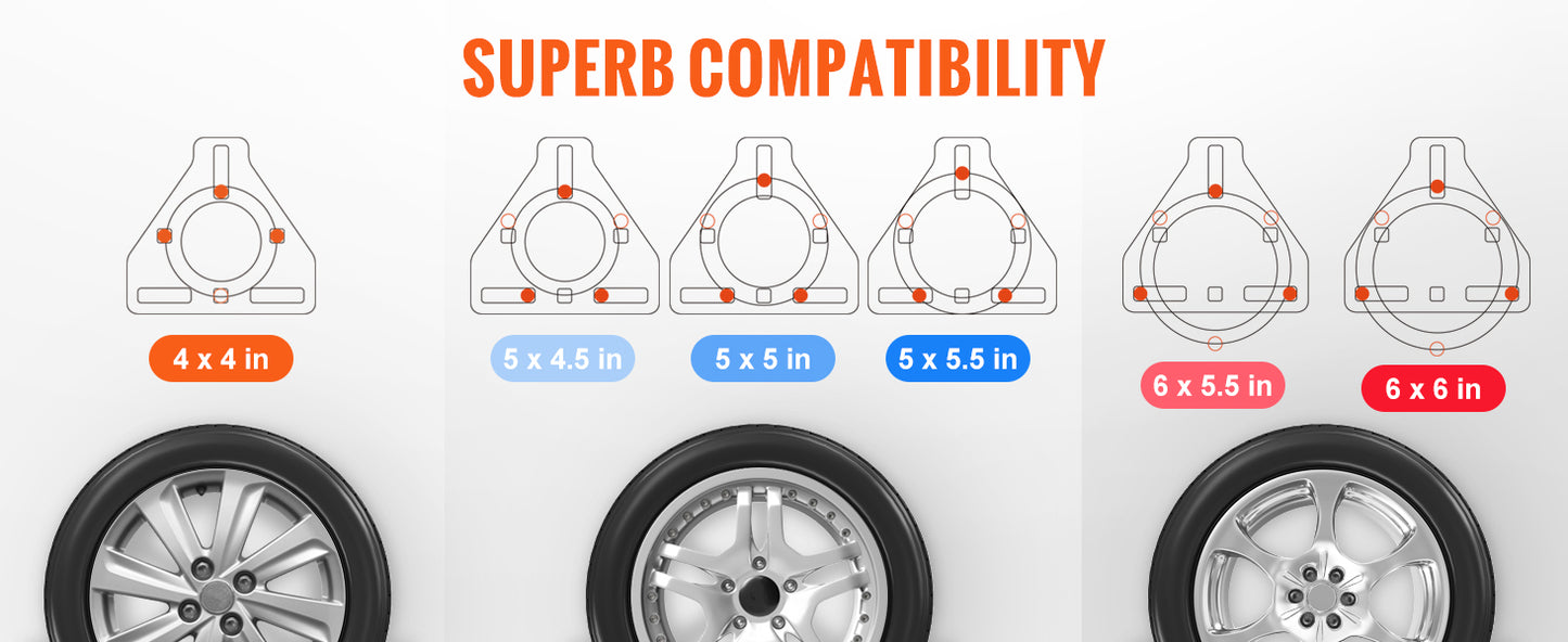SucceBuy 160 lbs Ersatzreifenträger mit Befestigungsschrauben, Halterungsschuhe an Bolzenmustern, Reifenmontage-Radhalter für Anhänger, Wohnmobile