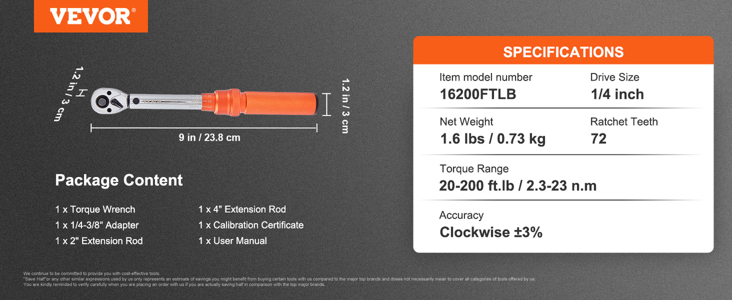 Vevor 1/2 "3/4" 1/4 "mechanischer Drehmoments chl üssel satz Präzisions zeiger Handwerkzeuge Drehmoments chl üssel mechanische Werkstatt Autore parat ur werkzeug