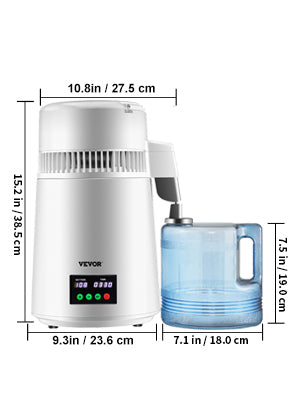 SucceBuy 4L Water Distiller Purifier Filter 1 L/H Distilling Speed Dispenser Drinking Bottle Softener Touch Screen Home Use