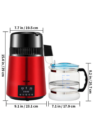 SucceBuy 4L Water Distiller Purifier Filter Dispenser Drinking Bottle Softener Temp Display Overheat Protection Home Appliance.