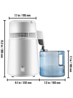 SucceBuy 4L Water Distiller Purifier Filter Dispenser Heating Drinking Bottle Softener Stainless Steel Home Appliance for Offic.